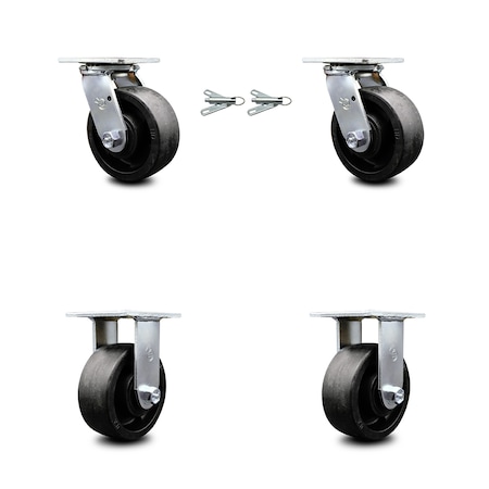 Service Caster 5 Inch Glass Filled Nylon Caster Set with Ball Bearings 2 Swivel Lock 2 Rigid SCC-30CS520-GFNB-BSL-2-R-2